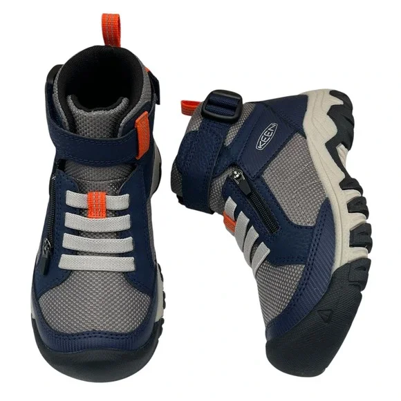 KEEN Boys Targhee Adaptive Slip-on Hiking Shoes Size 11 Navy Blue Grey Orange - Picture 14 of 14